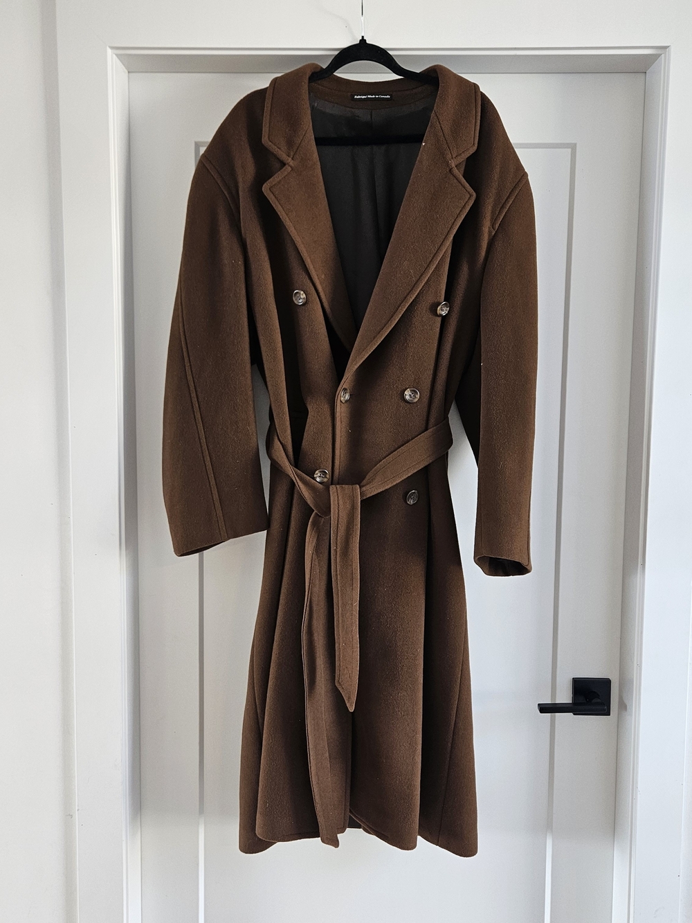 Hunt Club Double-Breasted Brown Wool Cashmere Blend Trench Coat with Belt 44T